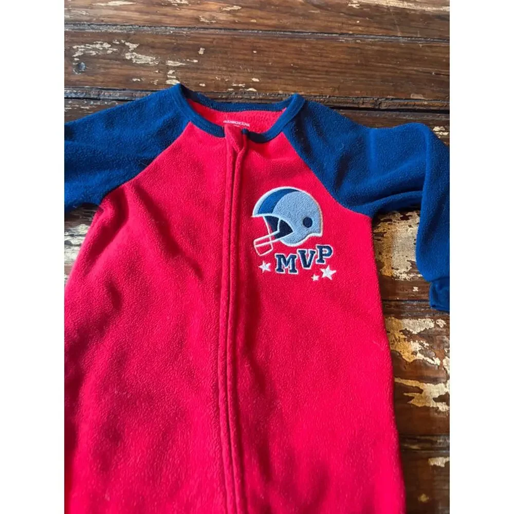 absorba Red & Blue MVP Boy's Fleece Pajamas Size 9M One Piece